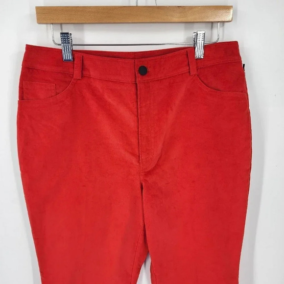 Halogen X Atlantic-Pacific Velveteen Kick Flare Pants In Red Blaze Size 12‎ NWT - Picture 6 of 12